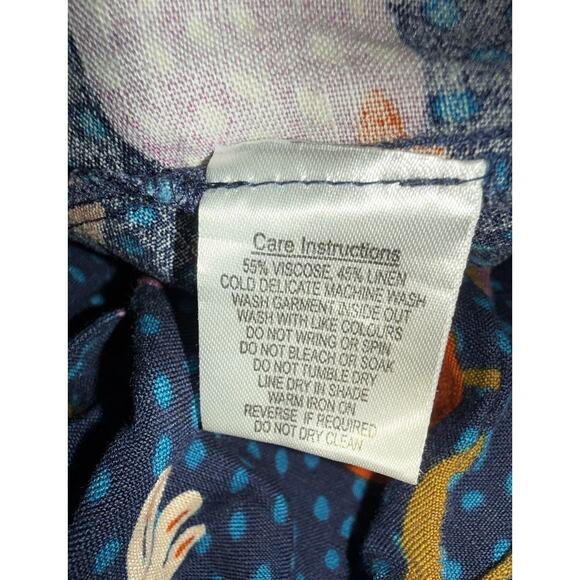 ModCloth x Princess Highway Floral Strawberry Dress Navy/Red Linen Blend -Sz 14 - Picture 9 of 10